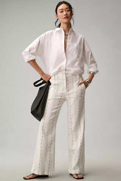 Maeve The Naomi High-rise Flare Jeans By : Patterned Stripe Edition In White