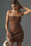 Maeve The Ophelia Sleeveless Linen Slim Mini Dress By  In Brown