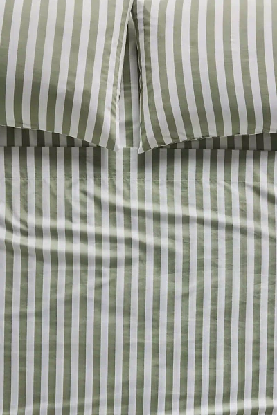 Maeve The Organic Cotton Sateen Printed Sheet Set By  In Green