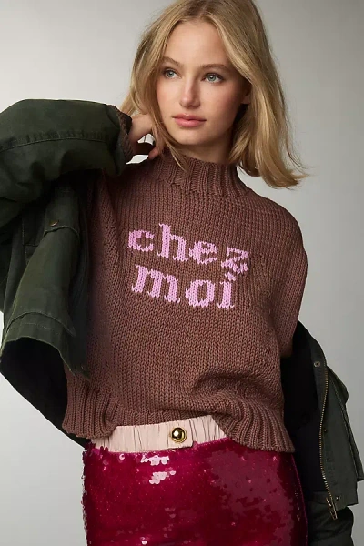 Maeve The Pippa Mock-neck Sweater By : Extended Shoulder Edition In Brown