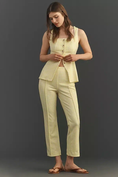 Maeve The Poppy Gingham Kick-flare Pull-on Pants By  In Yellow