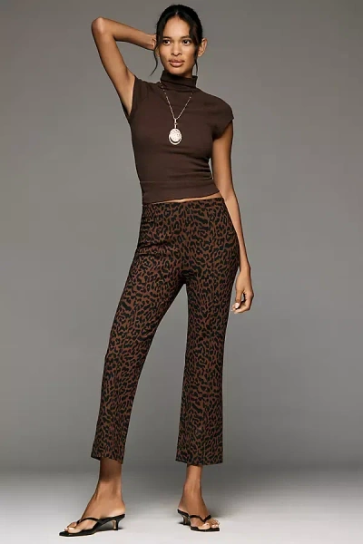 Maeve The Poppy Printed Kick-flare Pull-on Pants By  In Brown