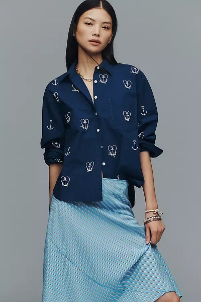 Maeve The Shrunken Bennet Buttondown Shirt By  In Blue