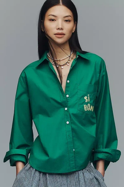 Maeve The Shrunken Bennet Buttondown Shirt By  In Green