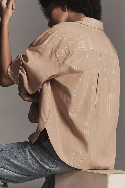 Maeve The Shrunken Bennet Lurex Stripe Buttondown Shirt By  In Sand