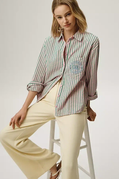 Maeve The Shrunken Bennet Seersucker Buttondown Shirt By  In Neutral