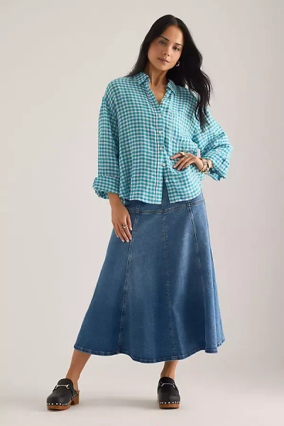 Maeve The Shrunken Linen Bennet Buttondown Shirt By  In Blue