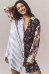 Maeve The Soren Long-sleeve Mixed Print Mini Shirt Dress By  In Multi