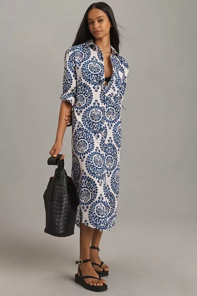 Maeve The Soren Long-sleeve Shirt Dress By  In Blue