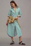 Maeve The Soren Long-sleeve Shirt Dress By  In Green