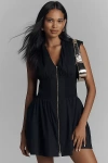 Maeve The Tommie Cap-sleeve Smocked Front-zip Shirt Dress: Mini Edition