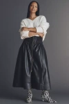 Maeve The Tommie Faux-leather Zip-front Midi Skirt In Black