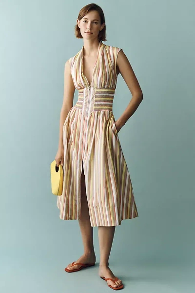 Maeve The Tommie Zip-front Midi Dress In Multi