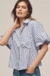 Maeve The Zooey Bubble-sleeve Blouse By  In Blue