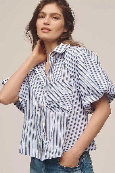 Maeve The Zooey Bubble-sleeve Blouse By  In Blue
