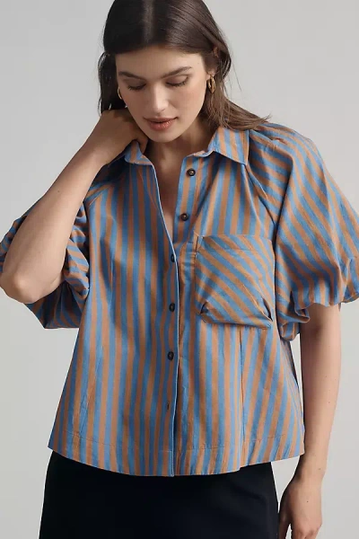 Maeve The Zooey Bubble-sleeve Blouse By  In Blue