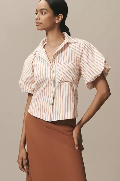 Maeve The Zooey Bubble-sleeve Blouse By  In Pink