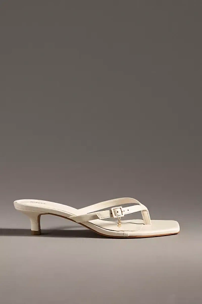 Maeve Thong Buckle Kitten Heels In Beige