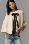 Maeve Tie-front Cable-knit Cape In Neutral