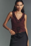 Maeve Tie-front V-neck Top In Brown