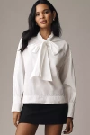 Maeve Tie-neck Cotton Blouse In White