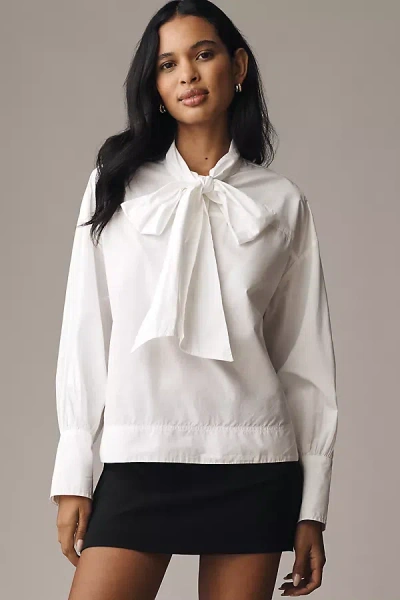 Maeve Tie-neck Cotton Blouse In White