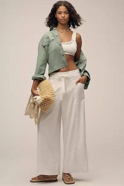 Maeve Tie-waist Wide-leg Pants: Contrast-stitch Edition In Neutral