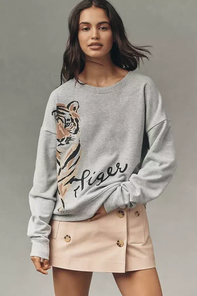 Maeve Tiger Graphic Sweatshirt In Gray