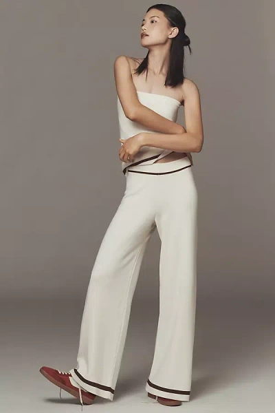 Maeve Tipped Wide-leg Sweater Pants In White