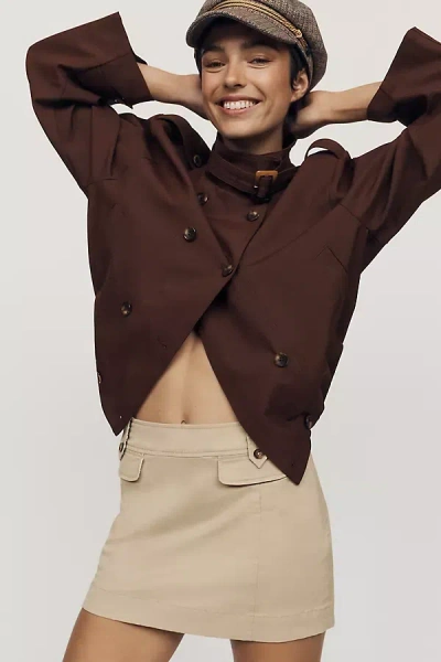 Maeve Trench Mini Skirt In Neutral