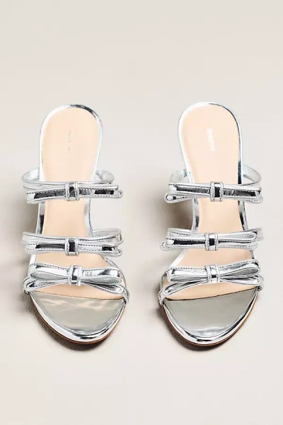 Maeve Triple-bow Kitten Heels In Silver