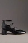 Maeve Triple-strap Block-heel Mary Janes In Black