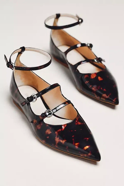 Maeve Triple-strap Mary Jane Flats In Brown