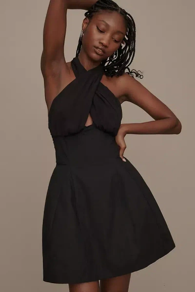 tokito black dress Mini Dress Black Cotton Halter Dress Tokito Cotton Ruched Halter Mini Dress  In Black MYER