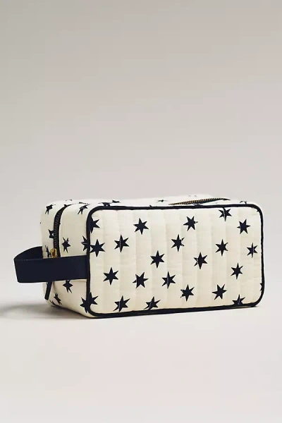 Maeve Two-tone Patterned Puffy Cosmetic Bag In White