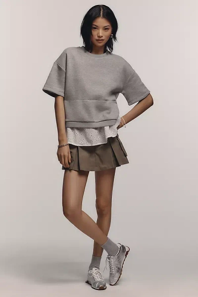 Maeve Twofer Eyelet Top In Grey