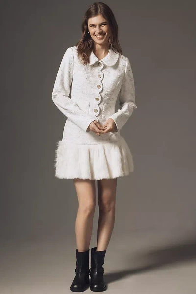 Maeve Twofer Faux-fur Mini Skort In White