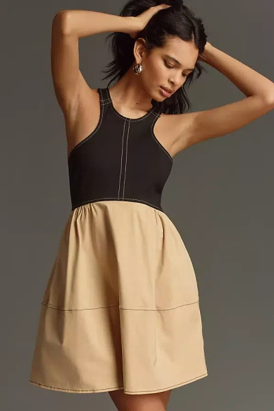 Maeve Twofer Halter Mini Dress In Multicolor