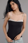 Maeve Twofer Peekaboo Tank Top In Black