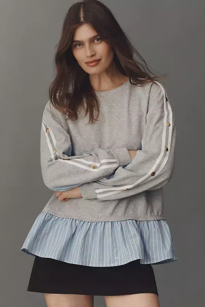 Maeve Twofer Peplum Sweatshirt In Gray