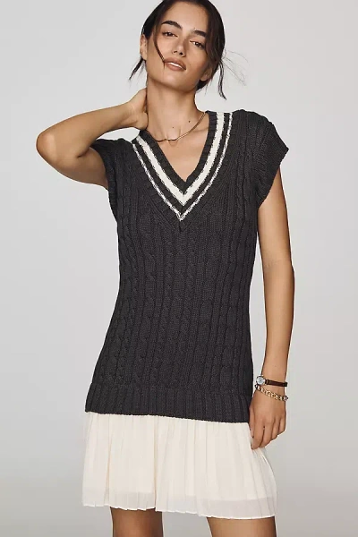 Maeve Twofer Sweater Mini Dress In Black