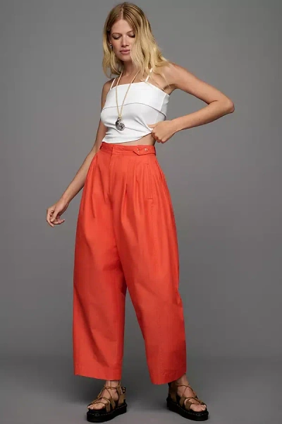 Maeve Utility Barrel Trouser Pants In Red