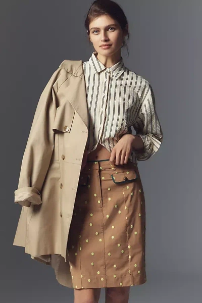 Maeve Utility Column Pencil Skirt In Beige