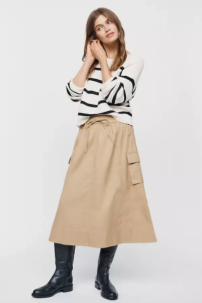 Maeve Utility Midi Skirt In Brown