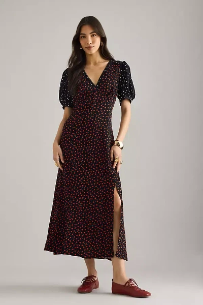 Maeve V-neck A-line Maxi Dress In Black