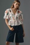 Maeve V-neck Embroidered Veggie Blouse