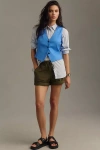 Maeve V-neck Linen Button-front Vest Jacket In Blue