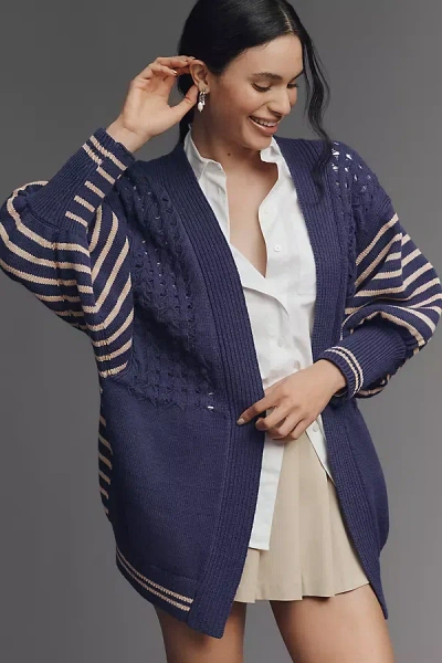 Maeve V-neck Oversized Open-front Cardigan Sweater In Blue