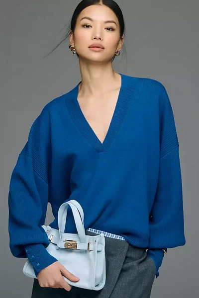 Maeve V-neck Wool Blend Sweater In Blue