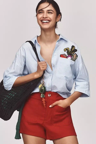 Maeve Veggie Pocket Buttondown Shirt In Blue